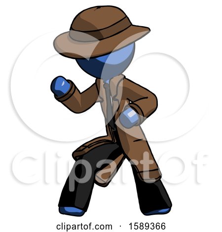 Blue Detective Man Martial Arts Defense Pose Left by Leo Blanchette