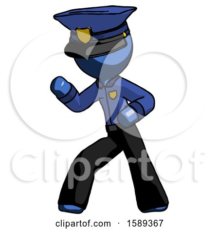 Blue Police Man Martial Arts Defense Pose Left by Leo Blanchette