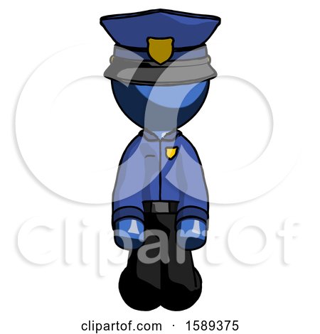 Blue Police Man Kneeling Front Pose by Leo Blanchette