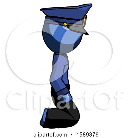 Blue Police Man Kneeling Right by Leo Blanchette