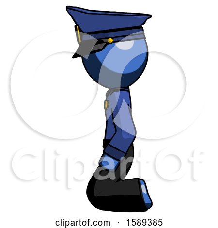 Blue Police Man Kneeling Left by Leo Blanchette