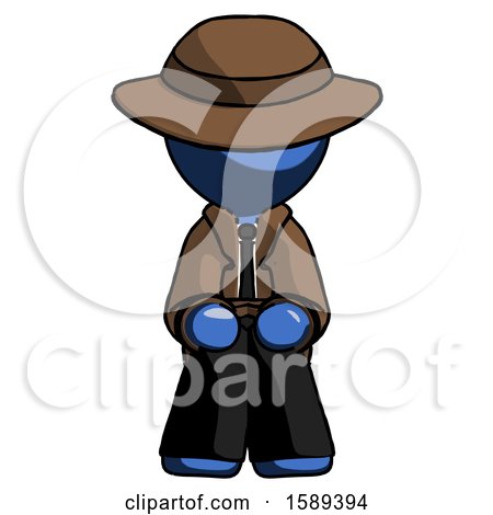 Blue Detective Man Squatting Facing Front by Leo Blanchette