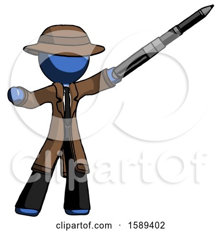 Blue Detective Man Demonstrating That Indeed the Pen Is Mightier by Leo Blanchette