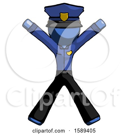 Blue Police Man Jumping or Flailing by Leo Blanchette