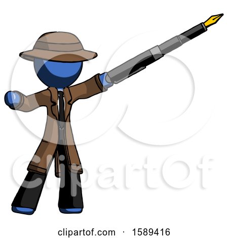 Blue Detective Man Pen Is Mightier Than the Sword Calligraphy Pose by Leo Blanchette
