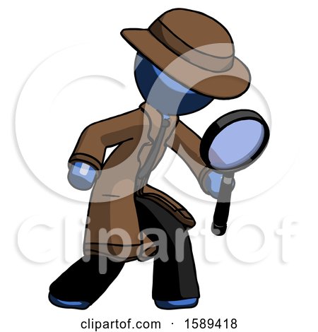 Blue Detective Man Inspecting with Large Magnifying Glass Right by Leo Blanchette