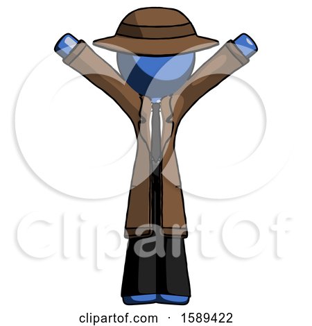 Blue Detective Man with Arms out Joyfully by Leo Blanchette