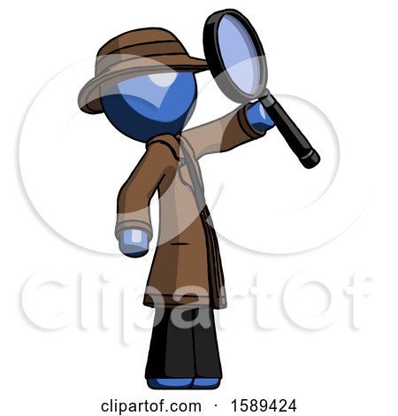 Blue Detective Man Inspecting with Large Magnifying Glass Facing up by Leo Blanchette