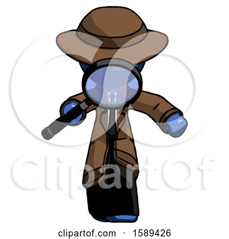 Blue Detective Man Looking down Through Magnifying Glass by Leo Blanchette