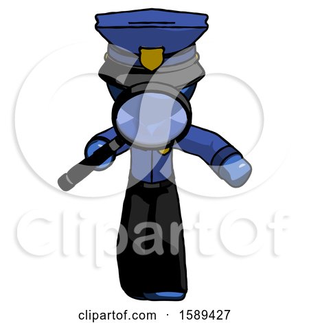Blue Police Man Looking down Through Magnifying Glass by Leo Blanchette