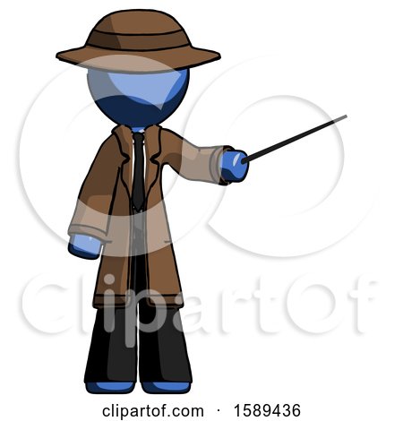 Blue Detective Man Teacher or Conductor with Stick or Baton Directing by Leo Blanchette