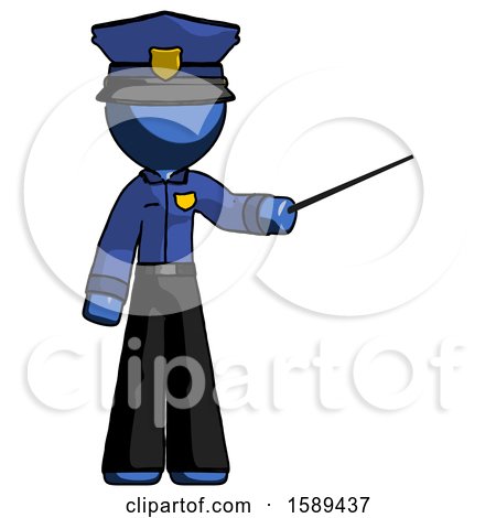 Blue Police Man Teacher or Conductor with Stick or Baton Directing by Leo Blanchette