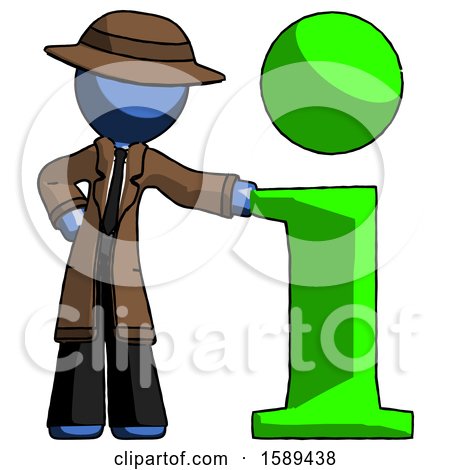 Blue Detective Man with Info Symbol Leaning up Against It by Leo Blanchette