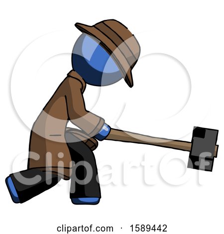 Blue Detective Man Hitting with Sledgehammer, or Smashing Something by Leo Blanchette