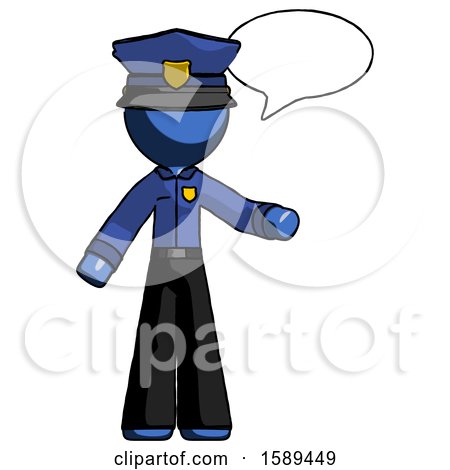 Blue Police Man with Word Bubble Talking Chat Icon by Leo Blanchette