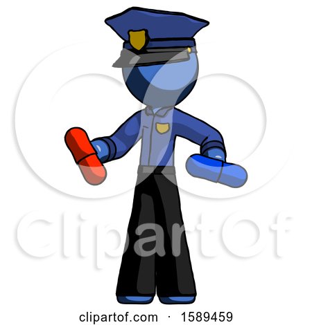 Blue Police Man Red Pill or Blue Pill Concept by Leo Blanchette