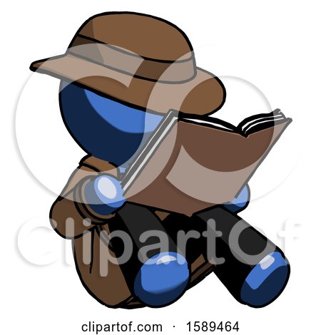 Blue Detective Man Reading Book While Sitting down by Leo Blanchette