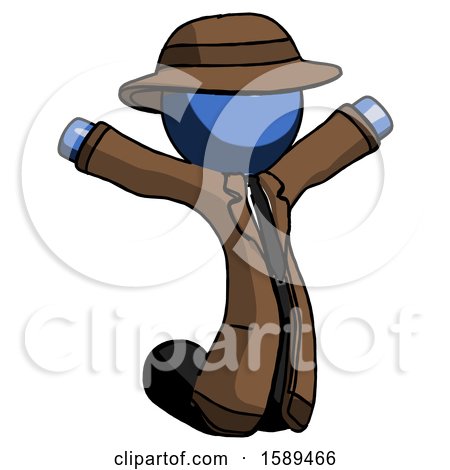 Blue Detective Man Jumping or Kneeling with Gladness by Leo Blanchette