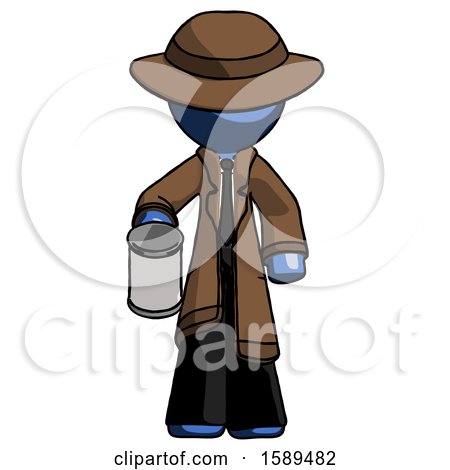 Blue Detective Man Begger Holding Can Begging or Asking for Charity by Leo Blanchette