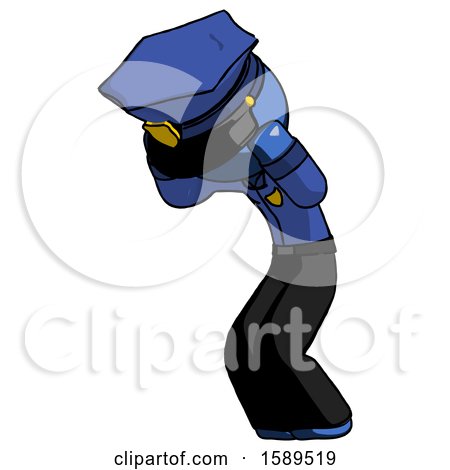 Blue Police Man with Headache or Covering Ears Turned to His Left by Leo Blanchette