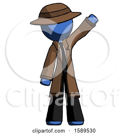 Blue Detective Man Waving Emphatically with Left Arm by Leo Blanchette