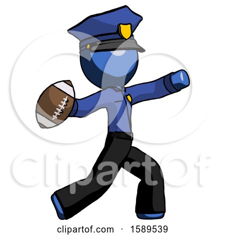 Blue Police Man Throwing Football by Leo Blanchette