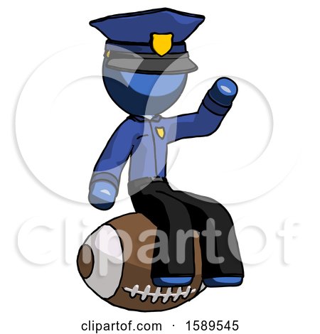 Blue Police Man Sitting on Giant Football by Leo Blanchette