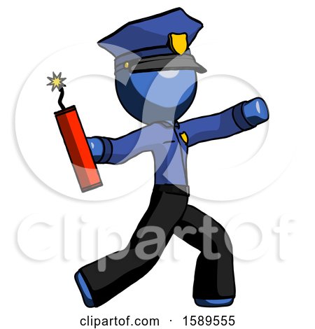 Blue Police Man Throwing Dynamite by Leo Blanchette