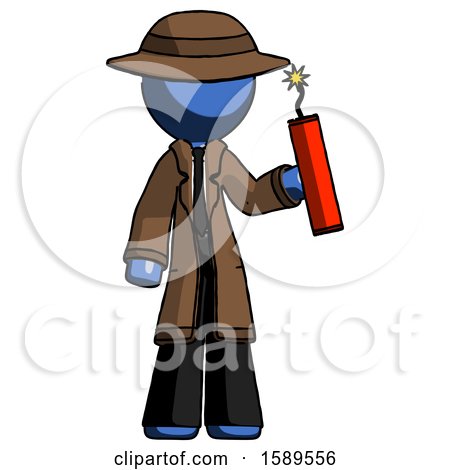 Blue Detective Man Holding Dynamite with Fuse Lit by Leo Blanchette