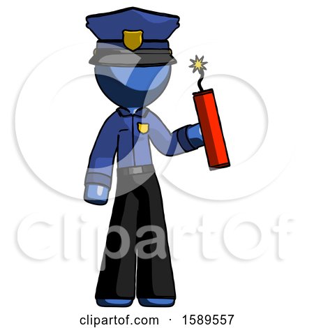 Blue Police Man Holding Dynamite with Fuse Lit by Leo Blanchette