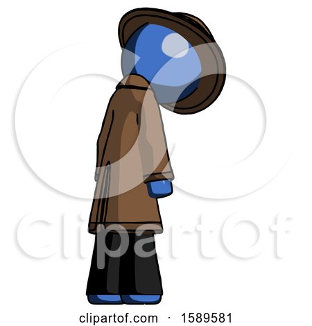 Blue Detective Man Depressed with Head Down, Back to Viewer, Right by Leo Blanchette