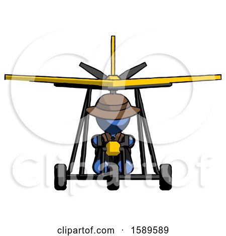 Blue Detective Man in Ultralight Aircraft Front View by Leo Blanchette