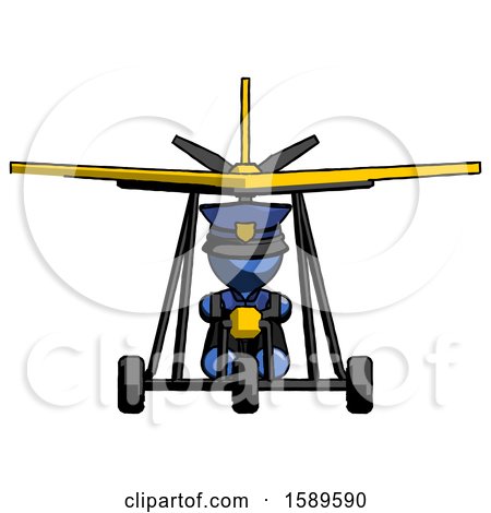 Blue Police Man in Ultralight Aircraft Front View by Leo Blanchette