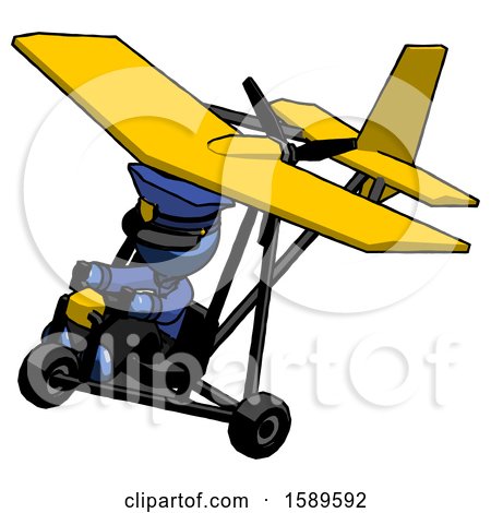Blue Police Man in Ultralight Aircraft Top Side View by Leo Blanchette