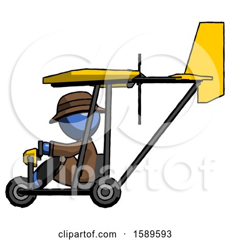Blue Detective Man in Ultralight Aircraft Side View by Leo Blanchette