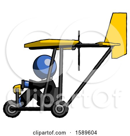 Blue Clergy Man in Ultralight Aircraft Side View by Leo Blanchette
