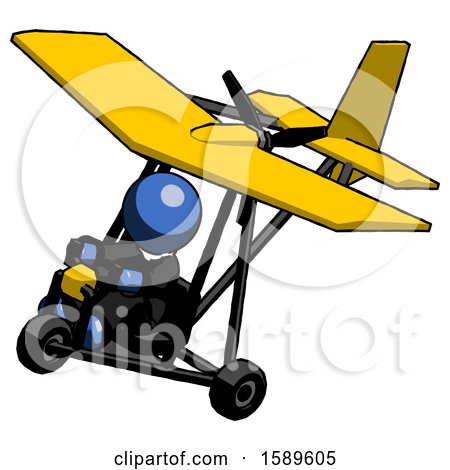 Blue Clergy Man in Ultralight Aircraft Top Side View by Leo Blanchette