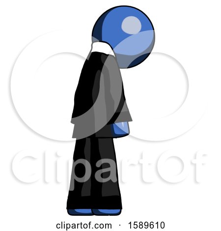 Blue Clergy Man Depressed with Head Down, Back to Viewer, Right by Leo Blanchette