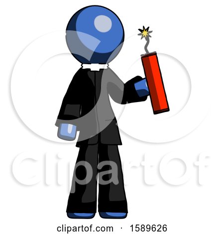 Blue Clergy Man Holding Dynamite with Fuse Lit by Leo Blanchette