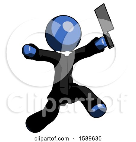 Blue Clergy Man Psycho Running with Meat Cleaver by Leo Blanchette