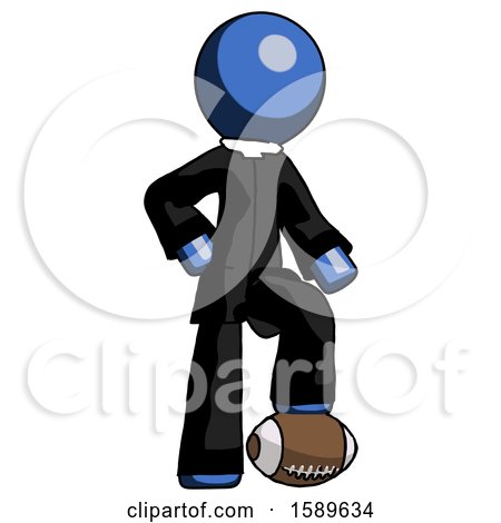 Blue Clergy Man Standing with Foot on Football by Leo Blanchette