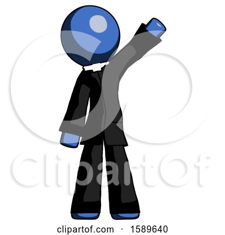 Blue Clergy Man Waving Emphatically with Left Arm by Leo Blanchette