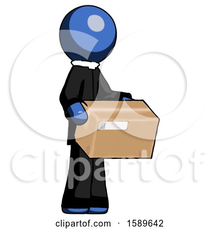 Blue Clergy Man Holding Package to Send or Recieve in Mail by Leo Blanchette