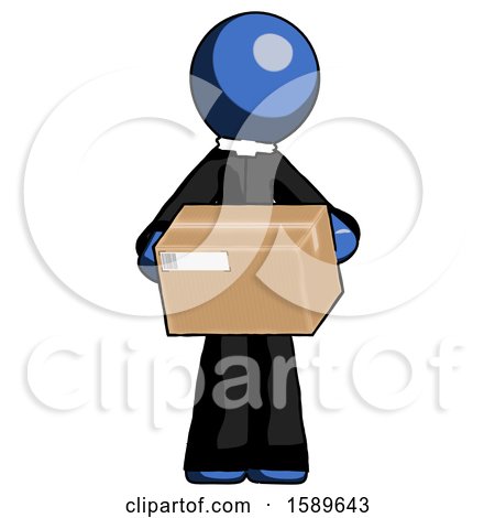 Blue Clergy Man Holding Box Sent or Arriving in Mail by Leo Blanchette