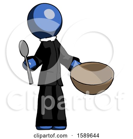 Blue Clergy Man with Empty Bowl and Spoon Ready to Make Something by Leo Blanchette