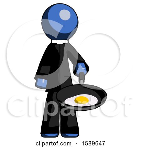 Blue Clergy Man Frying Egg in Pan or Wok by Leo Blanchette