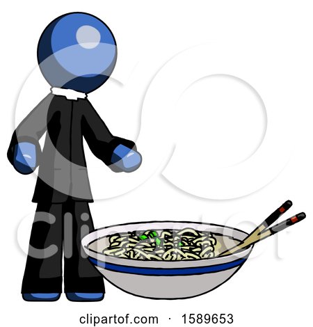 Blue Clergy Man and Noodle Bowl, Giant Soup Restaraunt Concept by Leo Blanchette