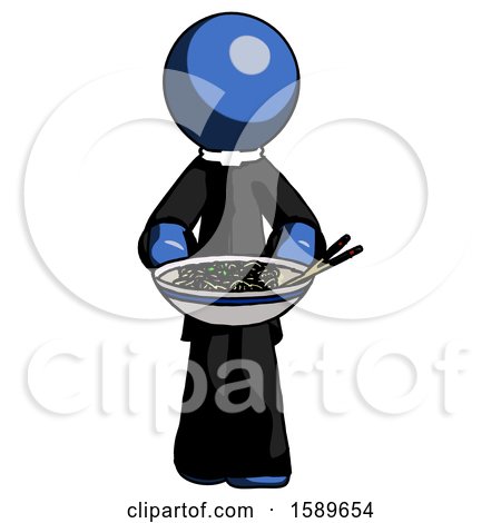 Blue Clergy Man Serving or Presenting Noodles by Leo Blanchette