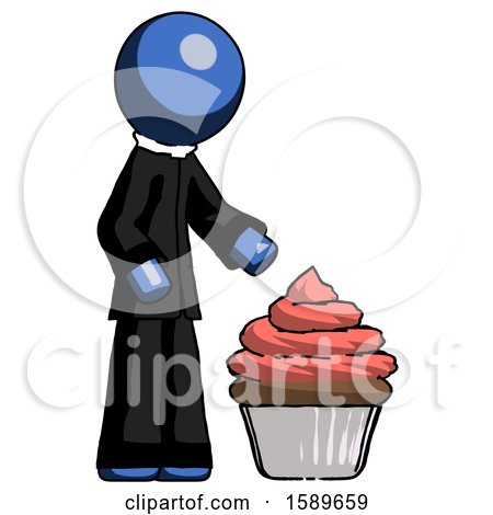 Blue Clergy Man with Giant Cupcake Dessert by Leo Blanchette