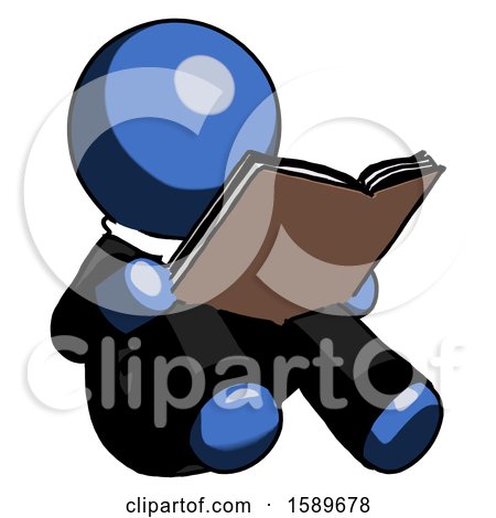 Blue Clergy Man Reading Book While Sitting down by Leo Blanchette